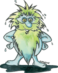 Maskottchen "Platsch" des Erlebnispfads Wasser